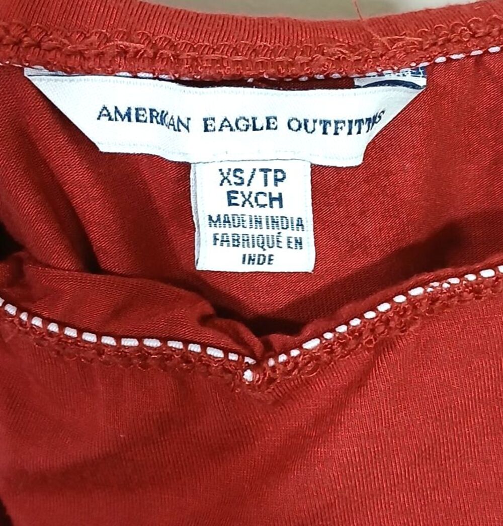 American Eagle Burgundy Romper Off the Shoulder Embroidery - Picture 7 of 9